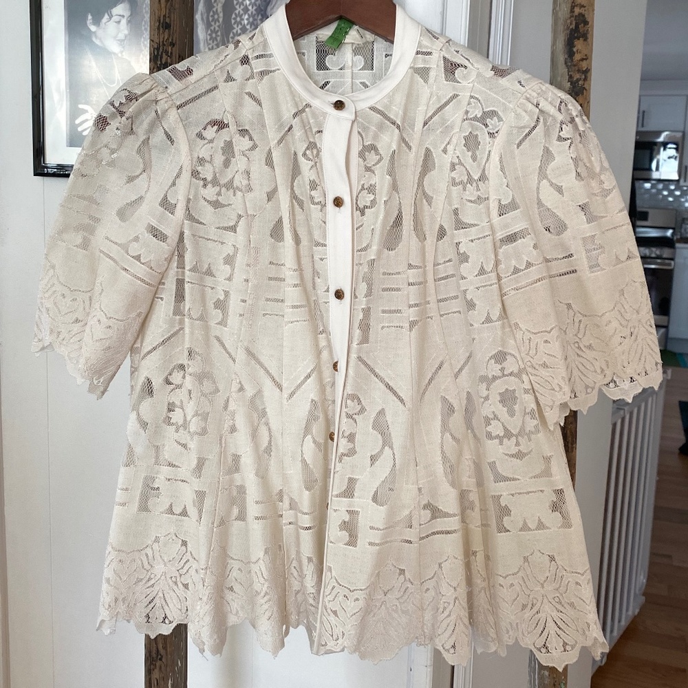 Anthropologie/Floreat White Lace Blouse Sz 0